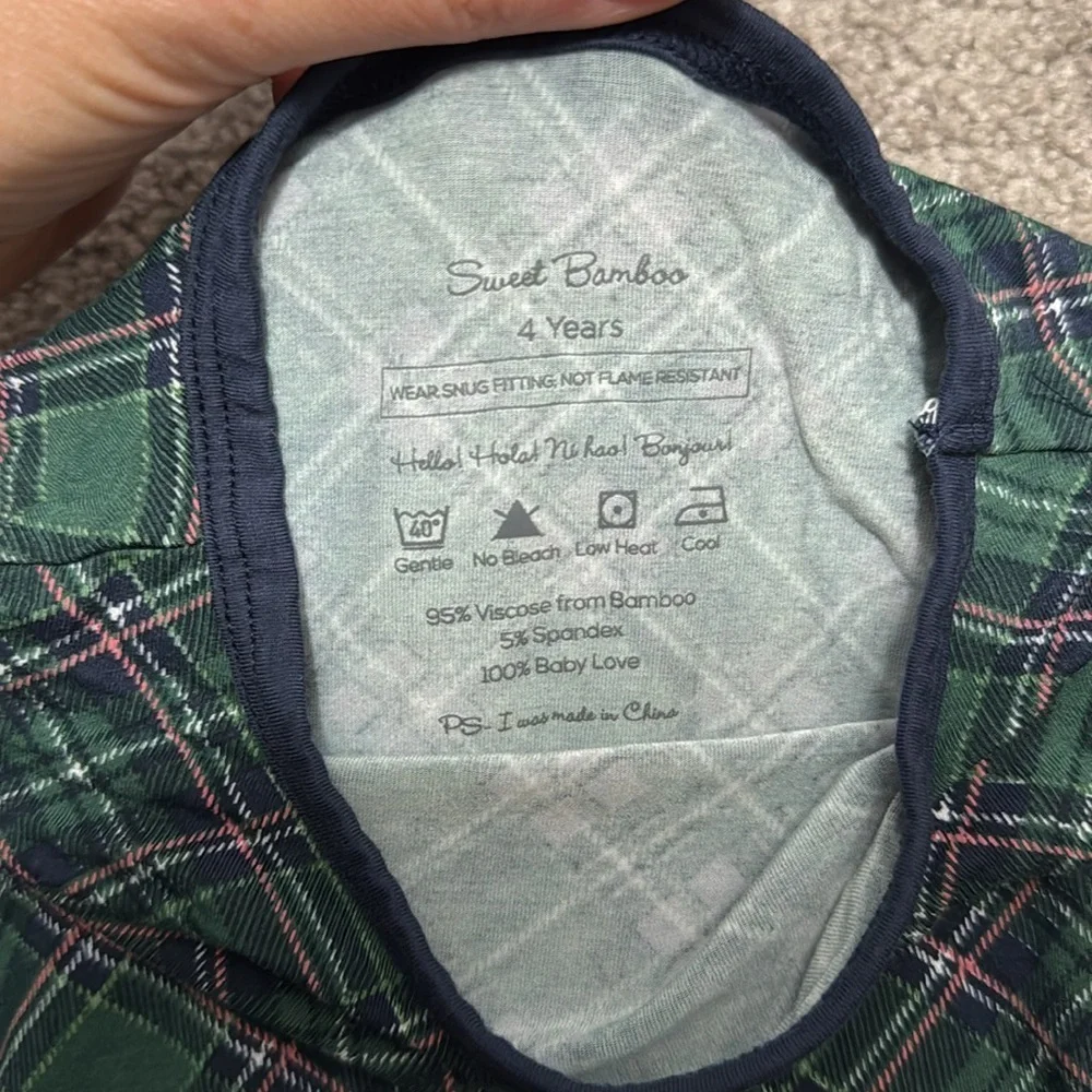 Sweet Bamboo Green Plaid Pajama Set